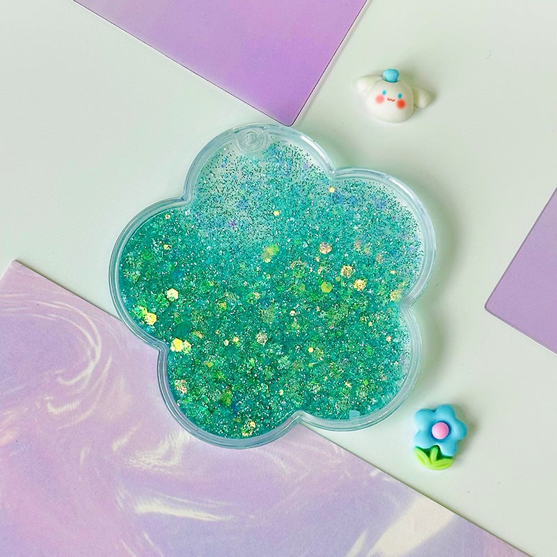 Large Quicksand Guka Brick Acrylic Keychain Green [Flower] with bead chain 