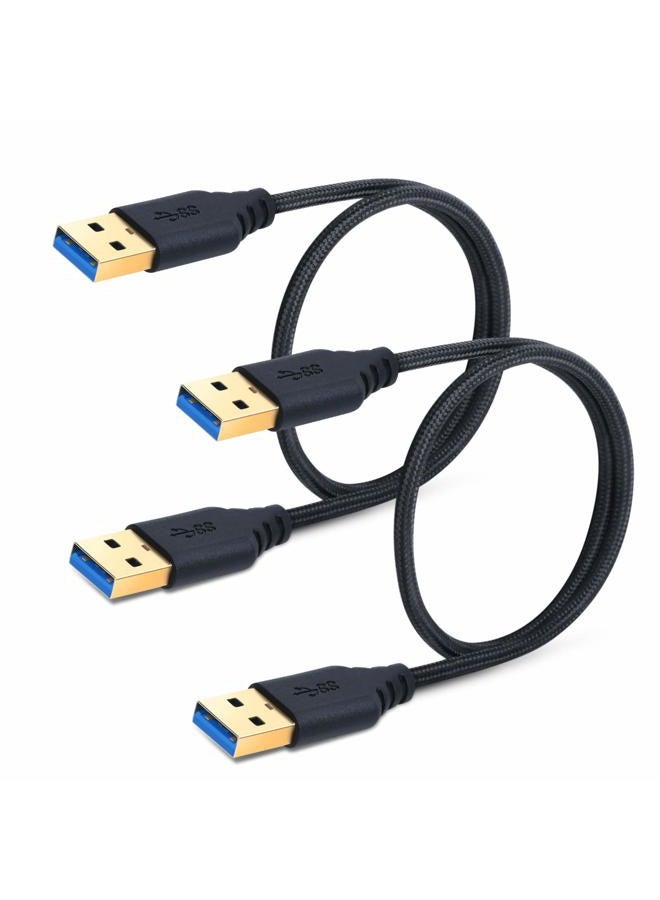 Besgoods 2-Pack 1.5Ft Braided Super Speed USB 3.0 Type A Cable - Male to Male USB Cord Short Cable for Hard Drive Enclosures, Laptop Cooling Pad, DVD Players, Black - Image 1