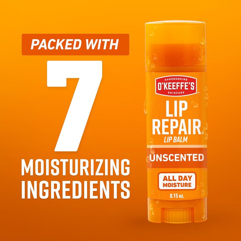 Unscented Lip Repair Lip Balm for Dry, Cracked Lips, Stick, (Pack of 3) - Image 4
