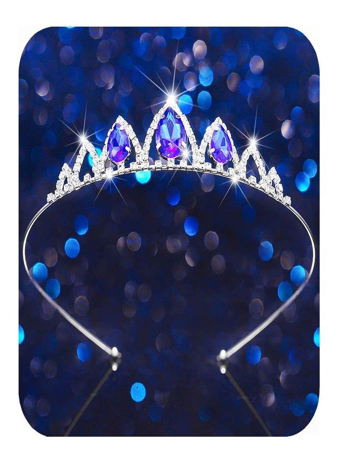 كيلشي تاج كيلشاي المرصع بأحجار الراين، تاج أميرة فضي مرصع بالكريستال، طوق رأس صغير للبنات (أزرق، مقاس حر) - Image 1