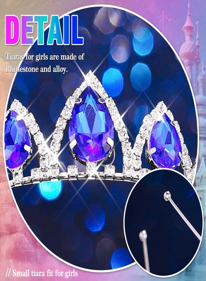كيلشي تاج كيلشاي المرصع بأحجار الراين، تاج أميرة فضي مرصع بالكريستال، طوق رأس صغير للبنات (أزرق، مقاس حر) - Image 3