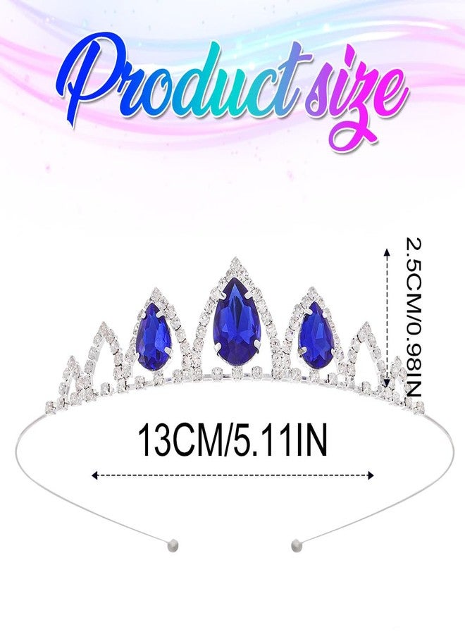 كيلشي تاج كيلشاي المرصع بأحجار الراين، تاج أميرة فضي مرصع بالكريستال، طوق رأس صغير للبنات (أزرق، مقاس حر) - Image 5