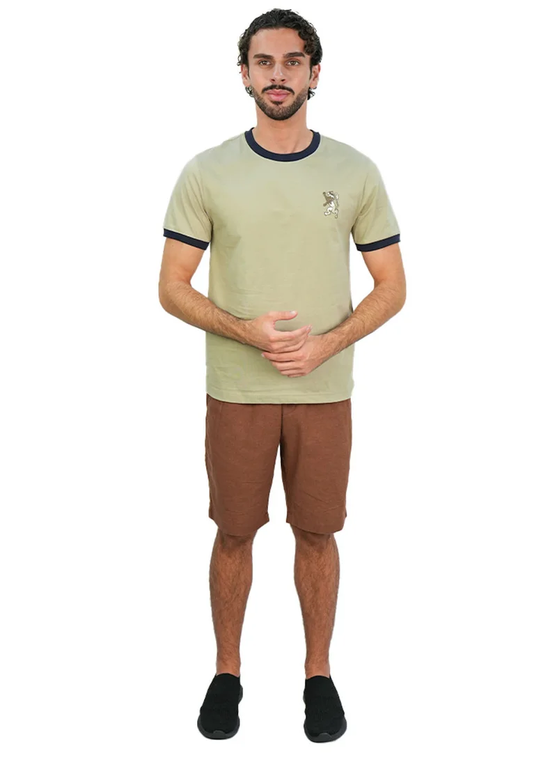 GIORDANO  Men’s Slim Cotton Crew Neck Tee with Embroidery for Men | Best Price UAE