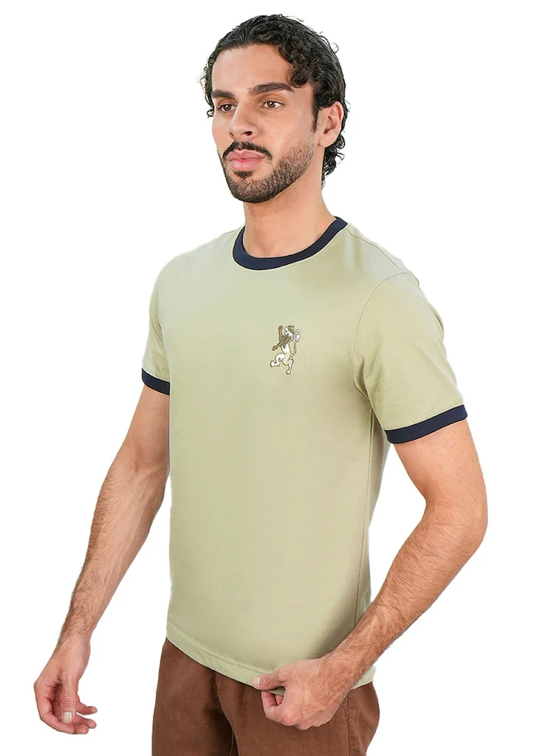 Men’s Slim Cotton Crew Neck Tee with Embroidery