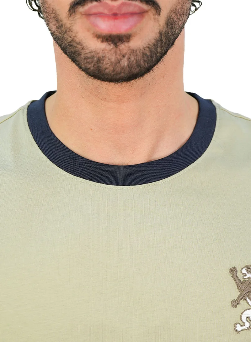 GIORDANO  Men’s Slim Cotton Crew Neck Tee with Embroidery for Men | Best Price UAE