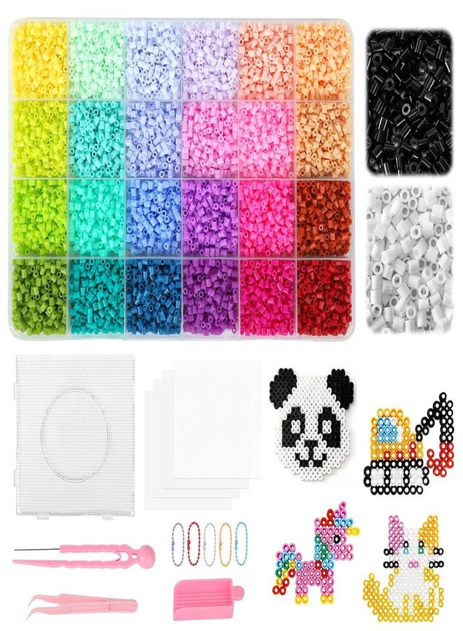 PATPAT® 24-Color 2.6mm 14000Pcs Fuse Beads DIY Craft Kit, Colorful Fuse Beads Art Kits for Adults with Pegboards, Tweezers, Ironing Paper & Keychain Accessories for Kids Art & Handmade Projects - Image 1