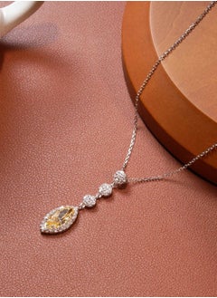 AWNL Golden Dawn Necklace for Women Pendant with Yellow Zirconia Gemstone and Sterling Silver Gift for Wife Girlfriend Mother  - Image 3