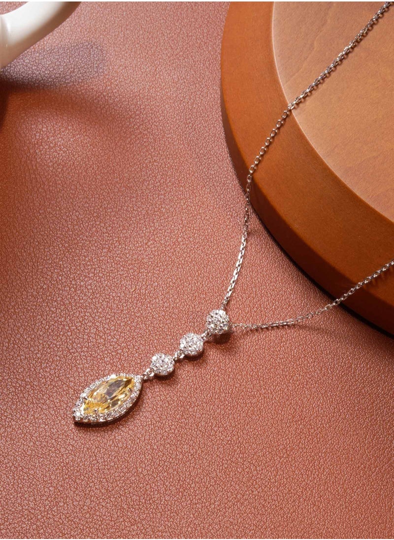 AWNL Golden Dawn Necklace for Women Pendant with Yellow Zirconia Gemstone and Sterling Silver Gift for Wife Girlfriend Mother  - Image 3