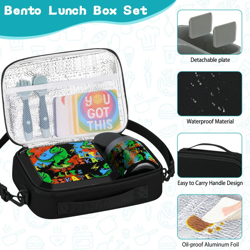 wiwens Bento Lunch Box for Kids with 12oz Soup Thermo Leak-Proof Lunch Food Container with 5 Compartment Thermo Hot Food Jar and Insulated Lunch Bag for Kid Toddler Girls Boys to School - Image 4