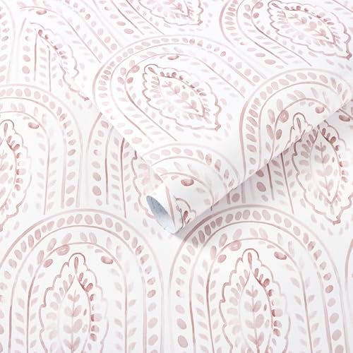 EeeComing Pink Peel and Stick Wallpaper Boho Wall Paper Peel and Stick Modern Contact Paper Self Adhesive Wallpaper for Bedroom and Bathroom Removable Cabinet Shelf Liner Vinyl 17.3”X118.1” - Image 3