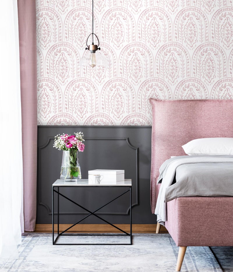 EeeComing Pink Peel and Stick Wallpaper Boho Wall Paper Peel and Stick Modern Contact Paper Self Adhesive Wallpaper for Bedroom and Bathroom Removable Cabinet Shelf Liner Vinyl 17.3”X118.1” - Image 4