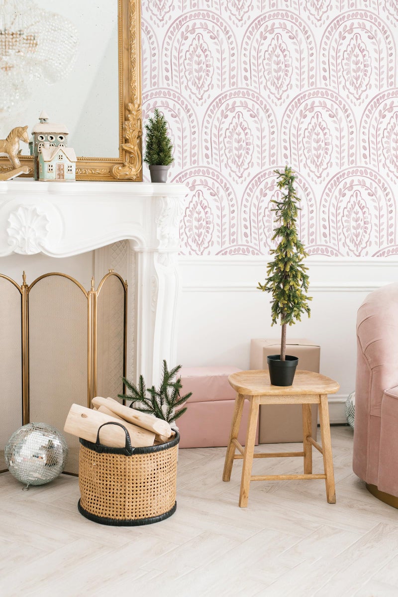 EeeComing Pink Peel and Stick Wallpaper Boho Wall Paper Peel and Stick Modern Contact Paper Self Adhesive Wallpaper for Bedroom and Bathroom Removable Cabinet Shelf Liner Vinyl 17.3”X118.1” - Image 5