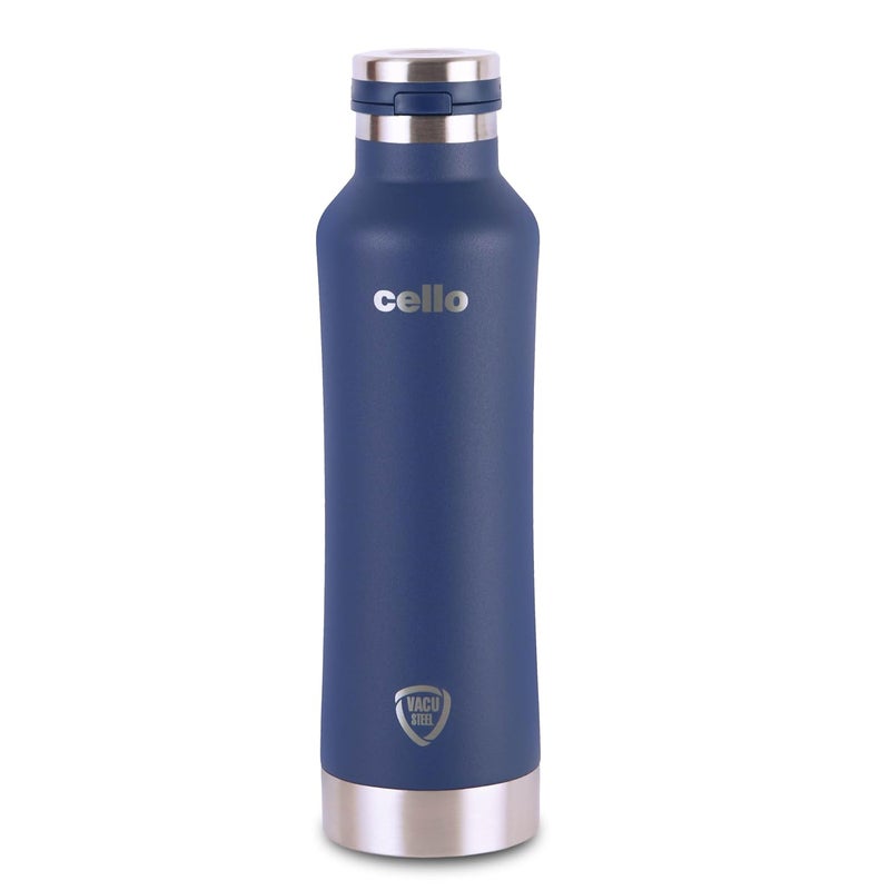 Cello Cello Duro One Touch Insulated Flask | Hot and Cold Stainless Steel Water Bottle | Durable DTP Coating |Vacuum Insulated Bottle for Travel, Home, Office, School | 800 ml, Blue  - Image 3