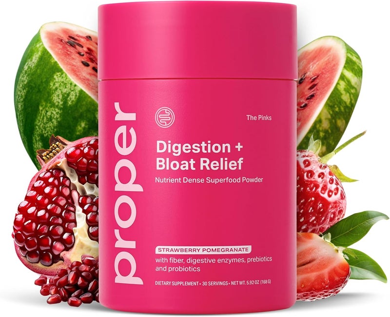 Proper The Pinks Digestion and Bloat Relief Drink Mix with Gut Health Probiotics Prebiotics Beet Root  Enzymes for Digestive Support Bloating and Microbiome Supplement for Women and Men - Image 1