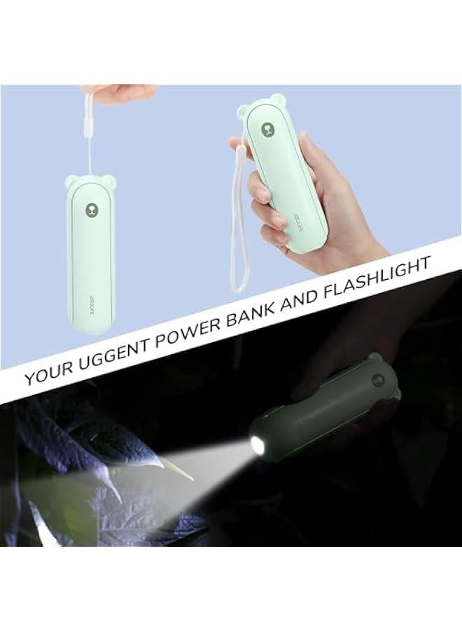 Loquat Handheld Fan with 4500 mAh Powerbank Max 37 Hours Runtime, Pocket Portable Battery Operated or USB Powered Folding Personal Fan, 3 Speeds, Gifts for Women Men Kids Gift for Festival-Green - Image 4