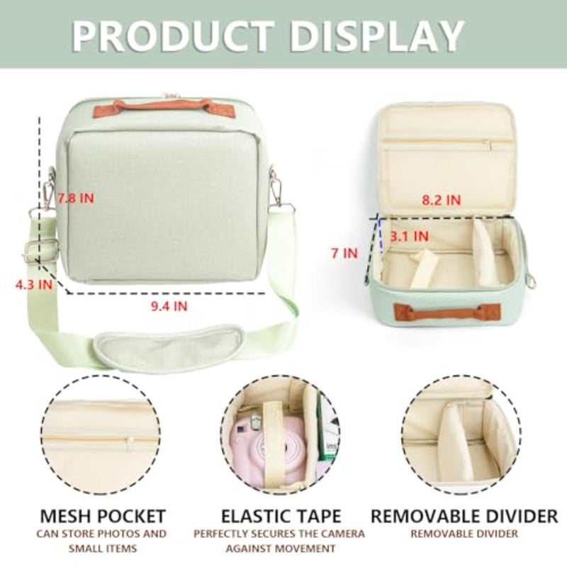 eWINNER Universal Portable Protective Bag for Fujifilm Instax Mini 12 11 99 7+ 40 Evo Link2 Liplay SQ CP910 1200 1300 DSLR Cameras fuji Instant Digital Camera Case with Shoulder Strap Green - Image 5