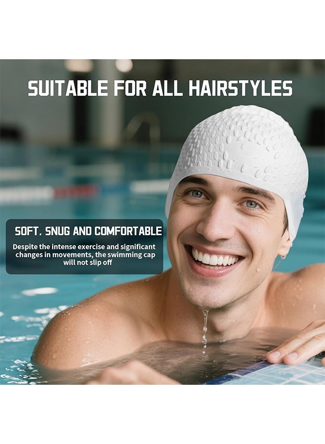 Polish'D 2 Pack Unisex Silicone Swim Cap for Women Men, Large Size Swimming Caps for Long Hair/Braids to Keep Hair Dry, Waterproof Bathing Caps for Swimming with Ear Plugs & Nose Clip Set - (Black&White) - Image 4