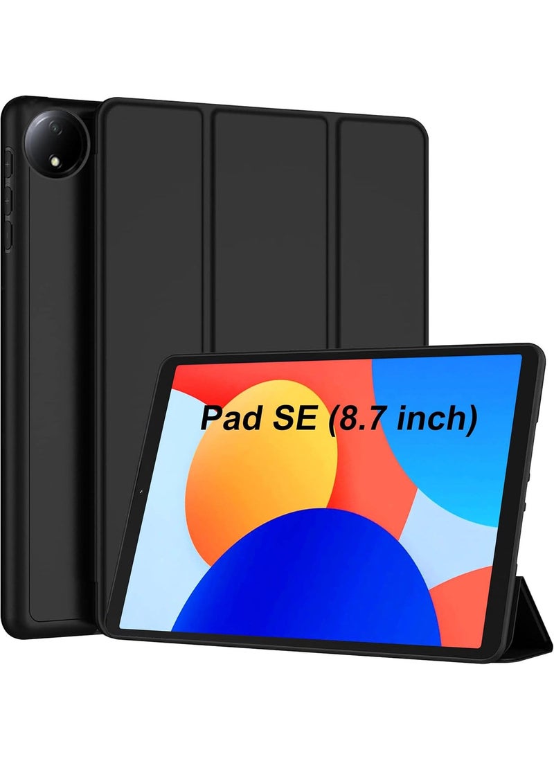Xiaomi Redmi Pad SE 8.7-inch 2024 Case - Slim PU Leather Protective Cover with Pen Holder & Stand, Black