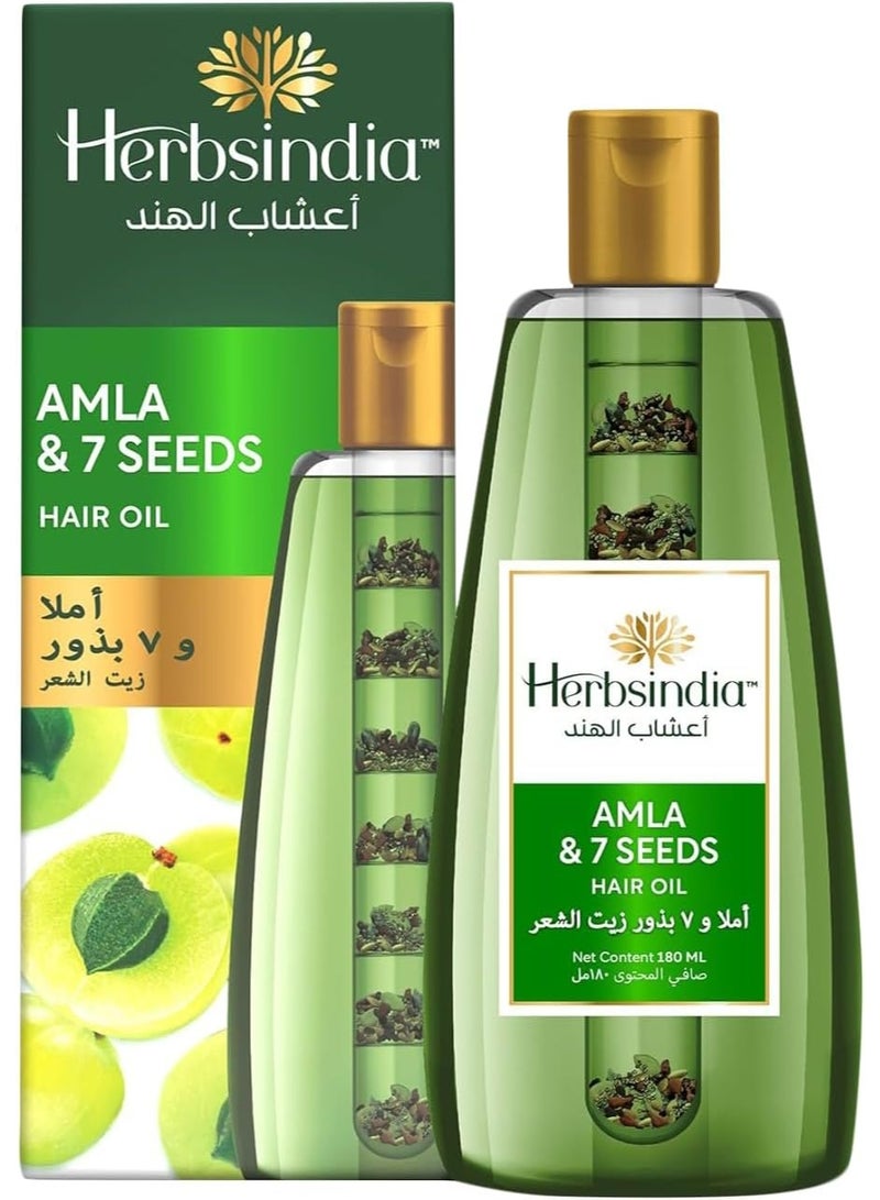 Herbsindia Amla & 7 Herbal Seeds Hair Oil With Nourish Tube 180 ml - Image 1