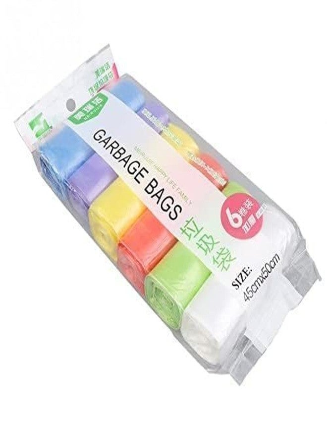OVERSEASE Smalll Garbage Bags - 6 Rolls | Mini Trash Bags for Small Dustbins, Bathroom, Kitchen, Office | | Disposable Dustbin Liners for Home & Car Use Strong प्लास्टिक कचरा बैग (Smalll, multicolor) - Image 1