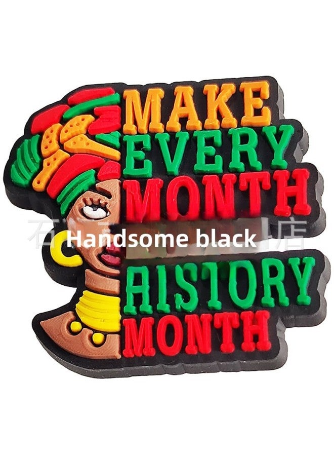 Black History Month Straw PET Spiral Party Straw Straw Buckle Patch Food Grade Color Elbow Pipe Accessories-Colour:XXG107-20-Specification:Straw + Shoe Flower - Image 1
