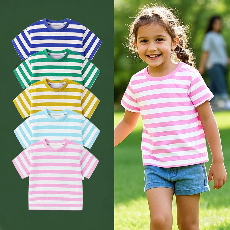 Summer Striped Short-Sleeved T-Shirt Zhongda Boys' Trendy Brand Ins Niche Half-Sleeved Casual Children'S Half-Sleeved Shirt Children'S Wear Top - Image 5