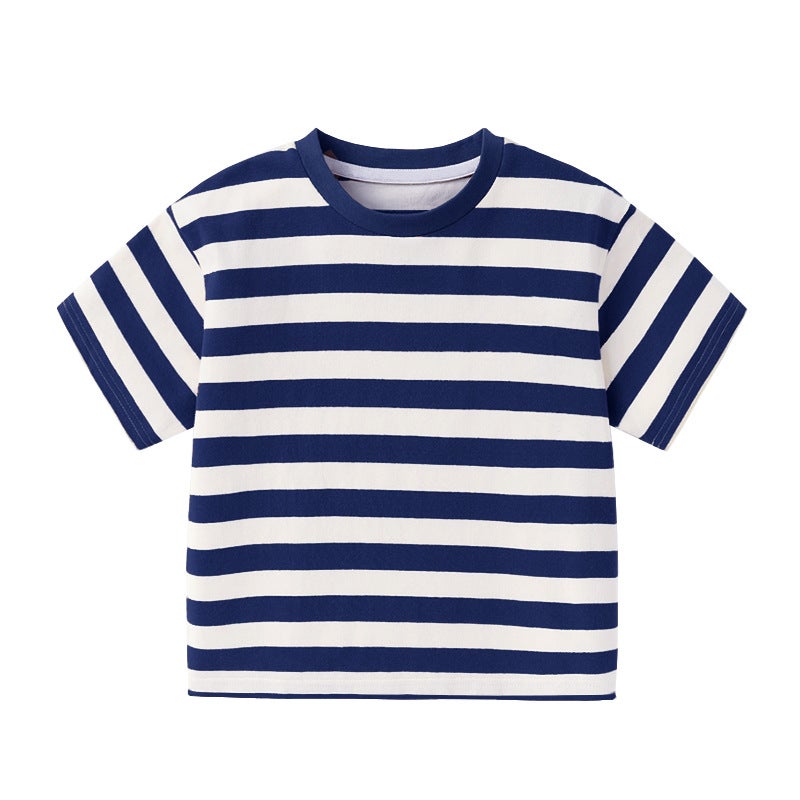 Summer Striped Short-Sleeved T-Shirt Zhongda Boys' Trendy Brand Ins Niche Half-Sleeved Casual Children'S Half-Sleeved Shirt Children'S Wear Top - Image 1