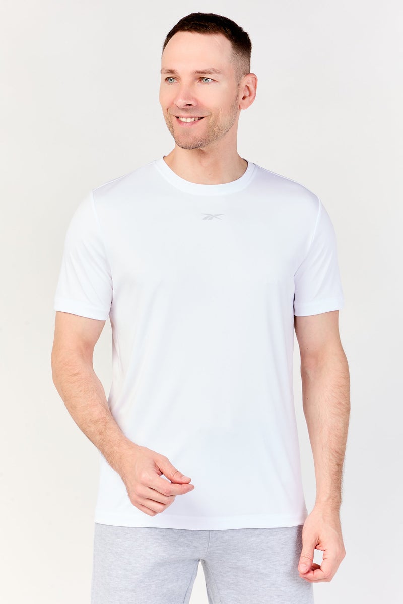Reebok Men Sportswear Fit Short Sleeve Training T-Shirt, White - Image 1