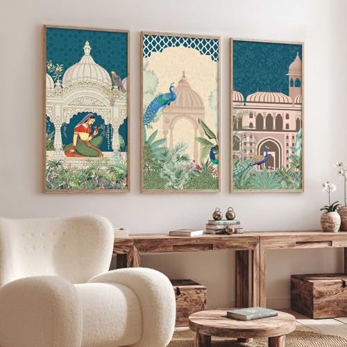 kotart - Madhubani Art Painting with Frame for Living Room |Traditional Indian Art Pichwai Wall Décor Paintings | Painting for wall Decoration set of 3 (10X19 INCH, A) - Image 5