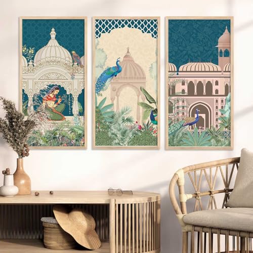 kotart - Madhubani Art Painting with Frame for Living Room |Traditional Indian Art Pichwai Wall Décor Paintings | Painting for wall Decoration set of 3 (10X19 INCH, A) - Image 3