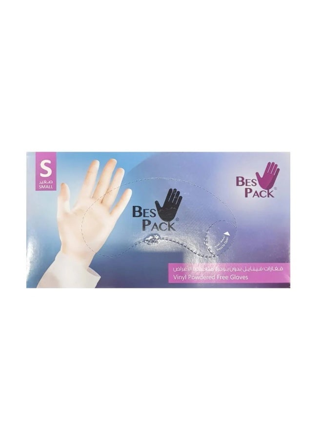 Vinyl Examination Powdered Free Gloves, size S, 80 gloves
