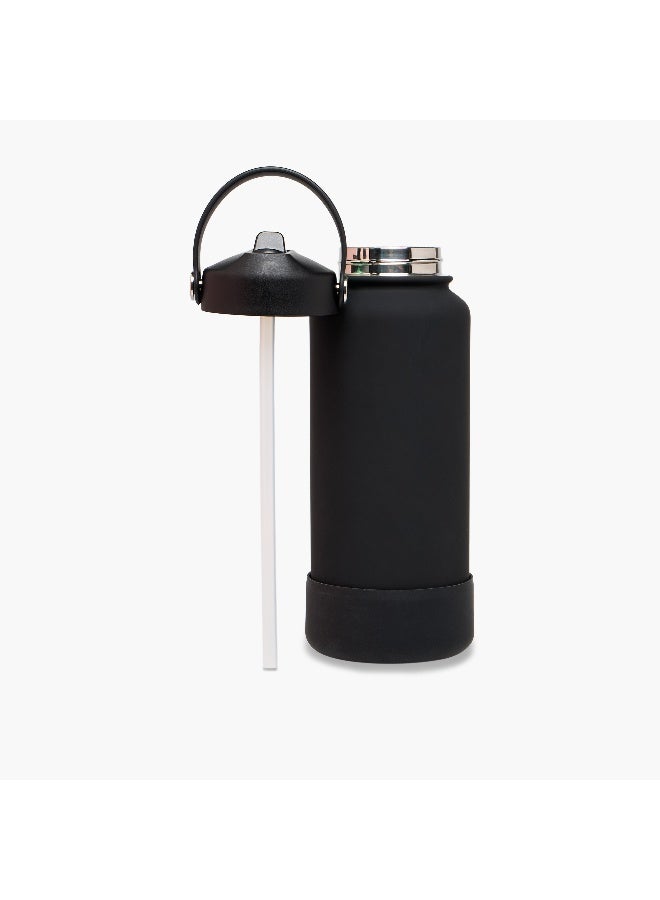 LIFESTYLE Solid Black Stainless Steel Water Bottle for Men - Image 2