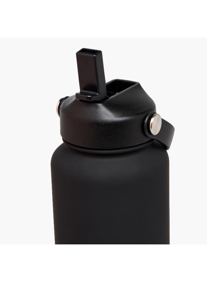 LIFESTYLE Solid Black Stainless Steel Water Bottle for Men - Image 4