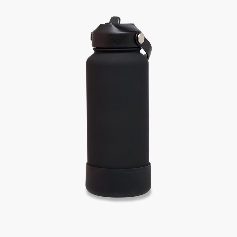 LIFESTYLE Solid Black Stainless Steel Water Bottle for Men - Image 1