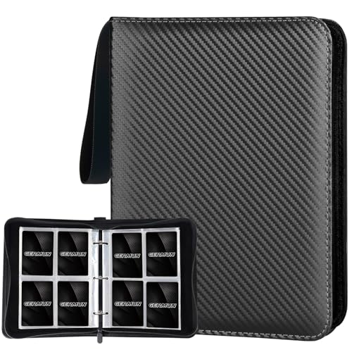 GERMUN 4 Pocket Card Binder, Premium Zip Trading Card Binder, 400 Double Sided Pocket PU Card Collection Binder, Collector Card Album, Card Folder for MTG, TCG, Sports Cards, Game Cards (Black) - Image 1