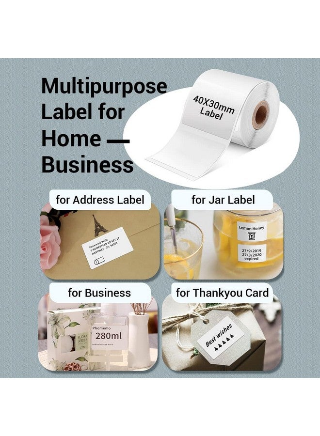 phomemo Thermal Labelsfor M110M221M220M120M200M110S1.57X1.18(40X30Mm)230 Labelsroll For Barcodeaddressmailinglogobusinesshome Tag Black On White - Image 5