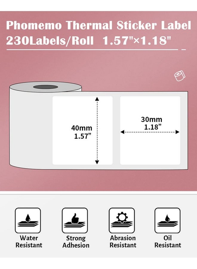 phomemo Thermal Labelsfor M110M221M220M120M200M110S1.57X1.18(40X30Mm)230 Labelsroll For Barcodeaddressmailinglogobusinesshome Tag Black On White - Image 3
