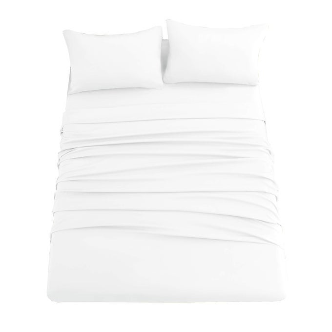 4 PIECE BED SHEET SETQUEENWHITE1 FLAT SHEET1 FITTED SHEET AND 2 PILLOWCASESMICROFIBER SUPER SOFTMACHINE WASHABLE FADE RESISTANT