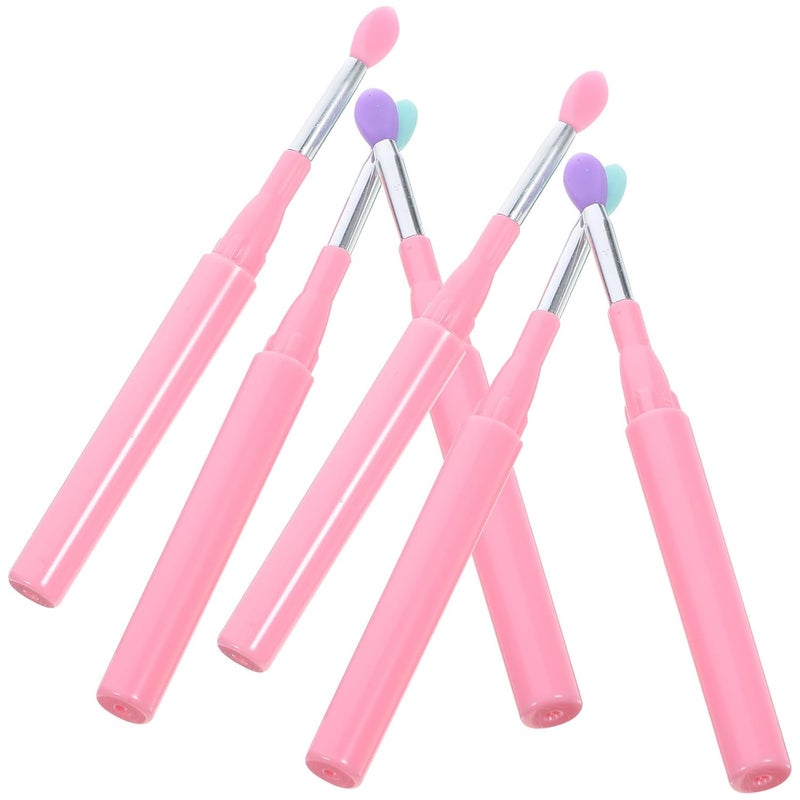 6pcs Silicone Lip Brush Set with Lid, Portable Lipstick Applicator Wands for Travel Makeup, Multi-color Lip Gloss and Eyeshadow Applicators for Women - Image 1
