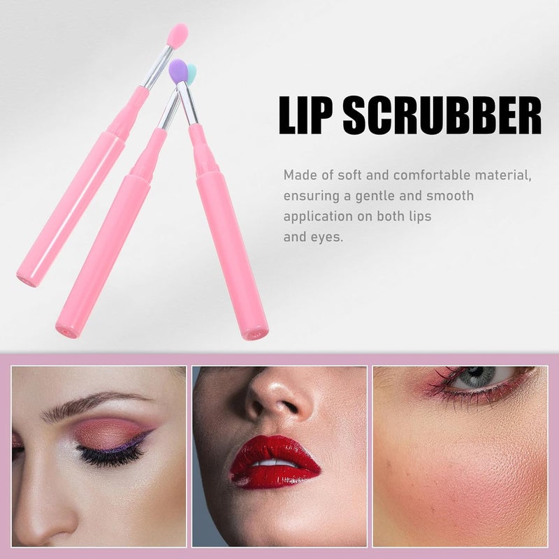 6pcs Silicone Lip Brush Set with Lid, Portable Lipstick Applicator Wands for Travel Makeup, Multi-color Lip Gloss and Eyeshadow Applicators for Women - Image 3