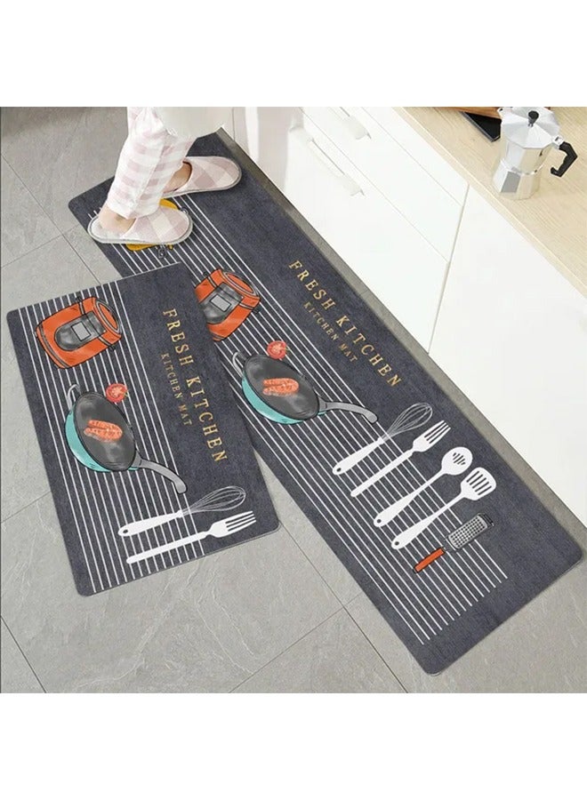 MVAQKLM  2-Piece Kitchen Mat Set Non-Slip Cushioned Anti-Fatigue Rugs, Waterproof Stain-Resistant Floor Mats for Indoor Outdoor, Comfort Standing Mats for Kitchen Sink, Entryway, Laundry Room - Image 2