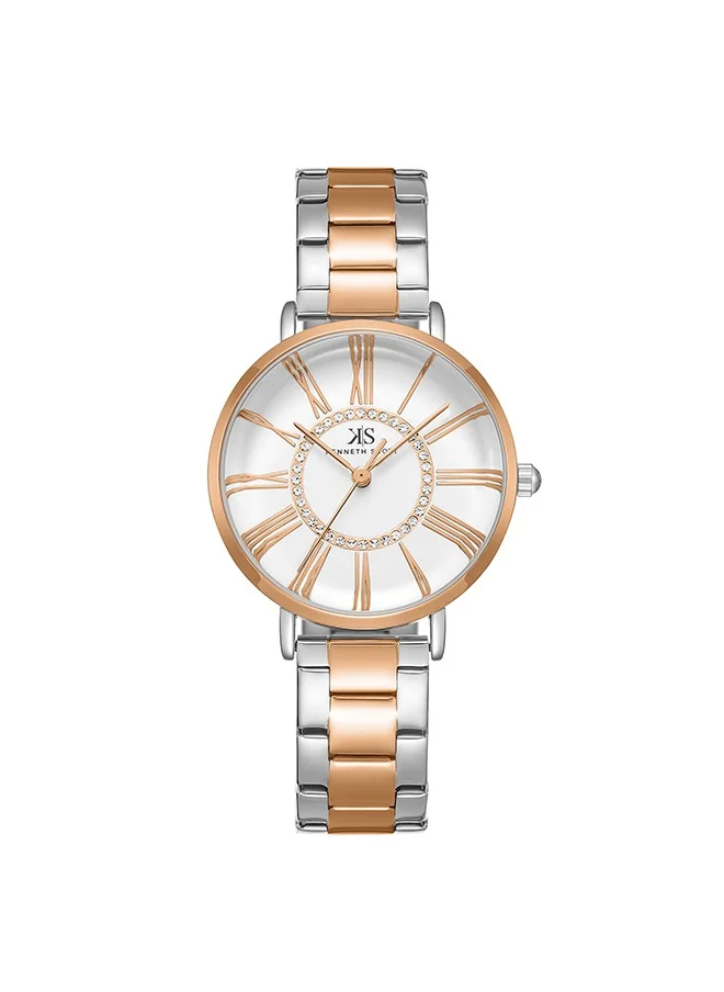 كينيث سكوت Kenneth Scott Women's White Dial Analog Watch - K23536-KBKW