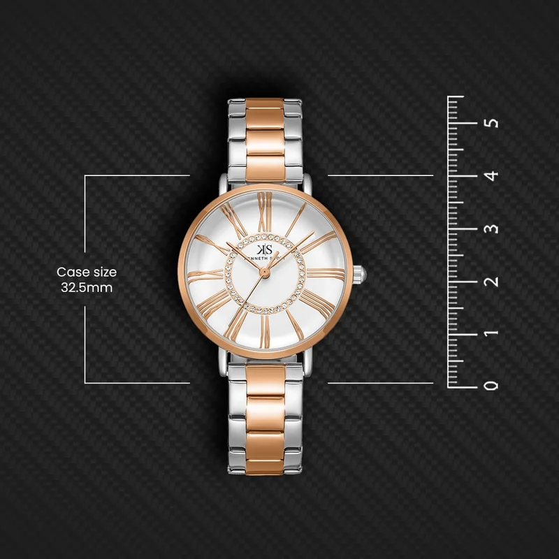 Kenneth Scott White Women's Stainless Steel Analog Watch K23536-KBKW - 32.5 mm for Women | Best Price UAE