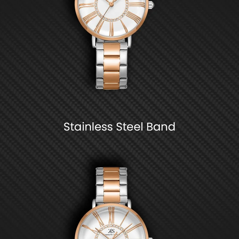 Kenneth Scott White Women's Stainless Steel Analog Watch K23536-KBKW - 32.5 mm for Women | Best Price UAE