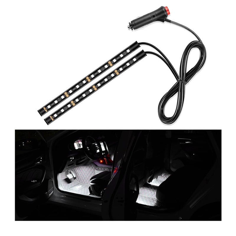Yourkar Car LED Strip Light, 24 LED Interior Under Dash Atmosphere Lights with Cigarette Lighter, Vehicle Decor Lamp Ambient Night Light Strip Lighting, Universal Car Accessories (White) - Image 1