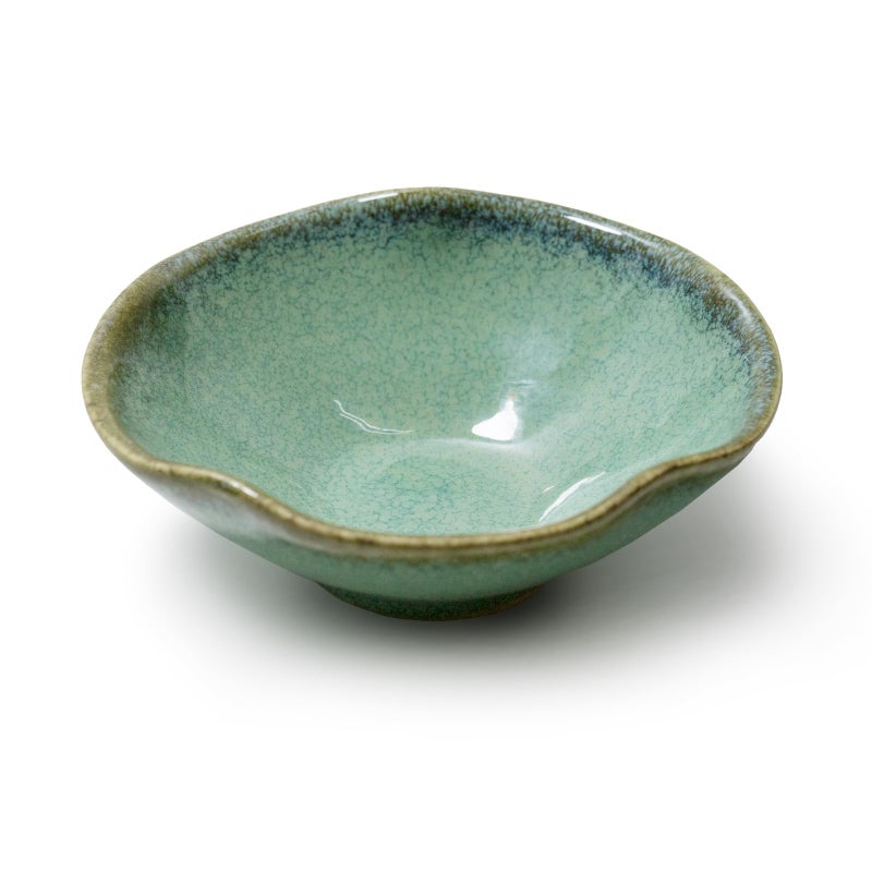 KROUJITY 4.72" Small Decorative Bowl, Ceramic Green Key Bowls for Entryway Table, Jewelry Dish, Trinket Holder, Offering Bowl, Potpourri Bowl, Vintage Home Decor with Unique Irregular Rim - Image 1