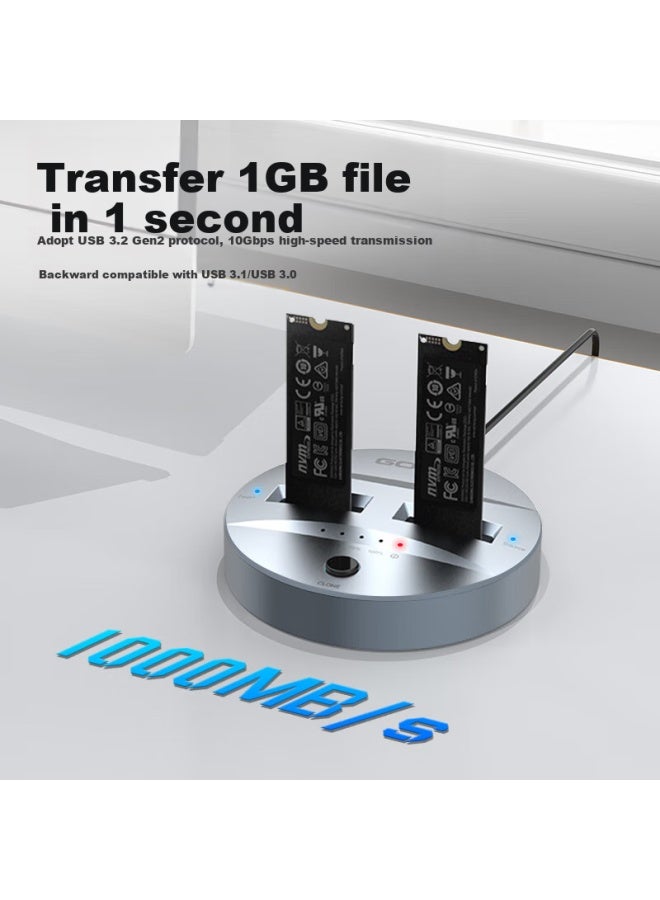 Godo o M.2 Ssd Enclosure Dual Protocol M.2 Dual-disk Base Nvme External Usb 3.2 High Speed 20gbps To Sata Clone Copy Type-c - Image 1