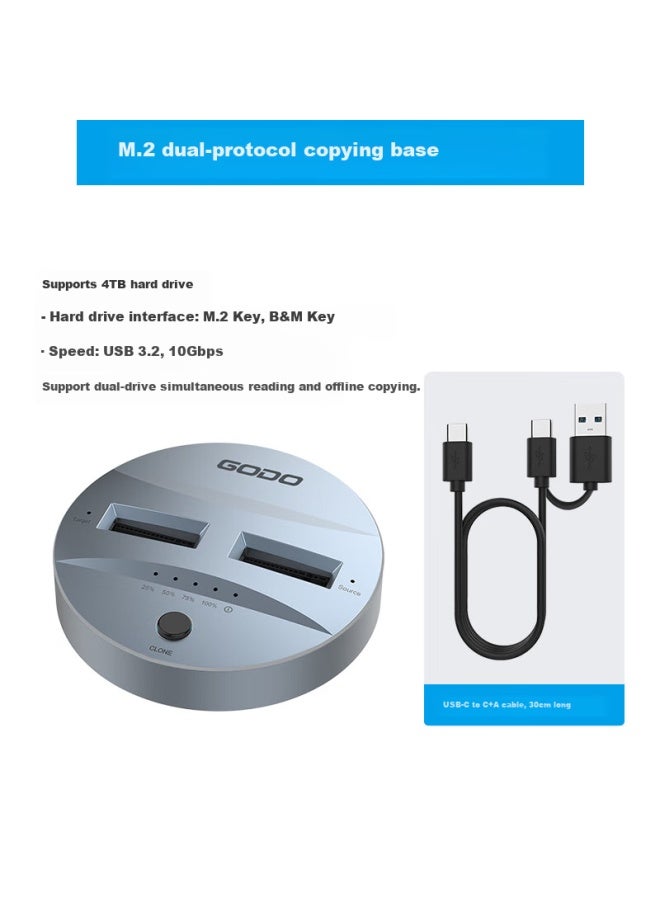 Godo o M.2 Ssd Enclosure Dual Protocol M.2 Dual-disk Base Nvme External Usb 3.2 High Speed 20gbps To Sata Clone Copy Type-c - Image 5