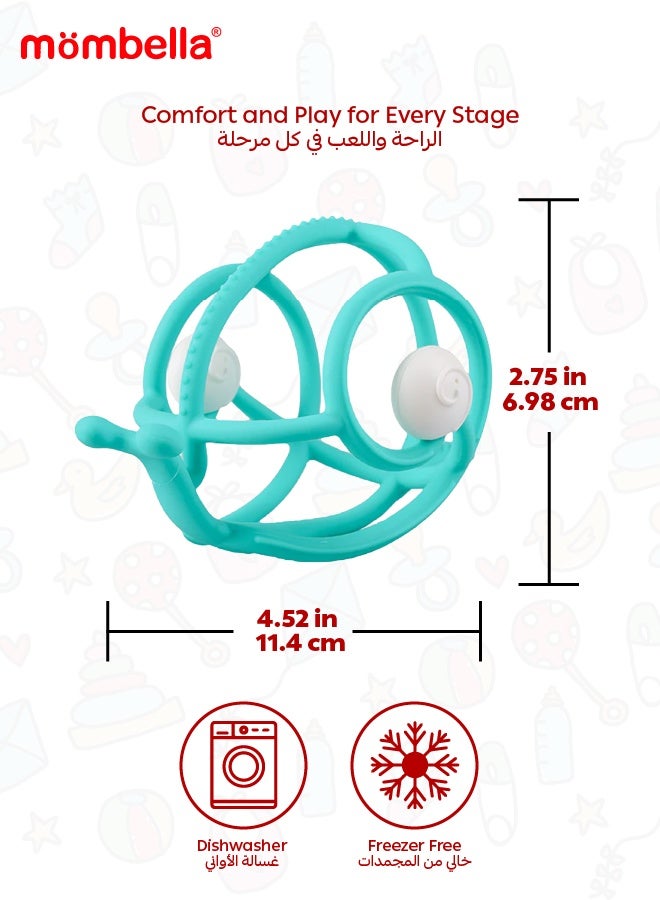 مومبيلا حلقة التسنين على شكل حلزون | لعبة للأطفال | خالية من البي بي إيه | مواد آمنة | آمنة للغسيل في غسالة الصحون والثلاجة | تعزز تنسيق اليد والعين | ٣-٦ أشهر | ٨.٢ × ٧.٥ × ٦.٠ سم - Image 3
