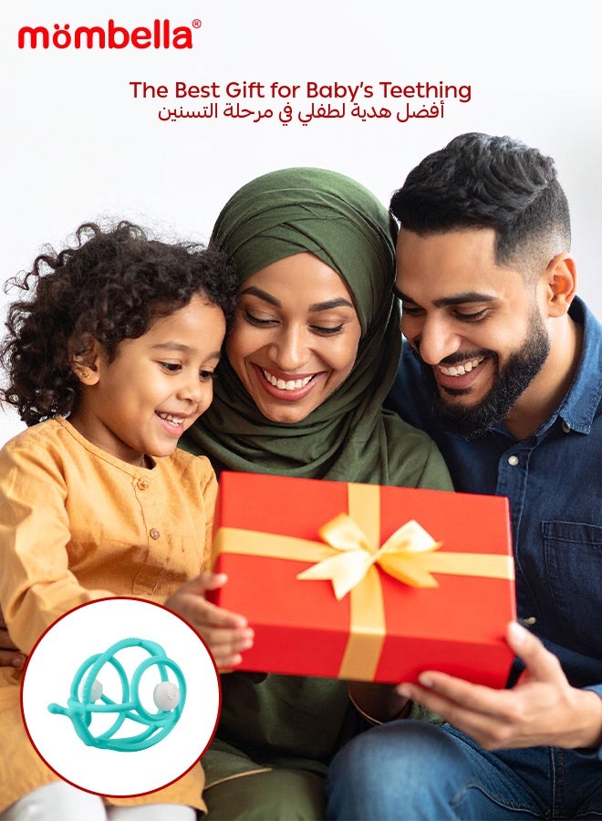 مومبيلا حلقة التسنين على شكل حلزون | لعبة للأطفال | خالية من البي بي إيه | مواد آمنة | آمنة للغسيل في غسالة الصحون والثلاجة | تعزز تنسيق اليد والعين | ٣-٦ أشهر | ٨.٢ × ٧.٥ × ٦.٠ سم - Image 4